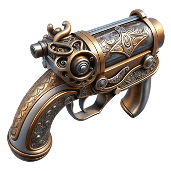 extraordinary classic Ornate Steampunk Pistol Detailed Engraving premium png
