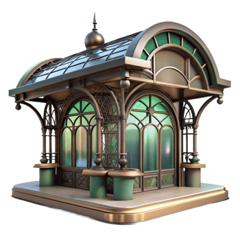impressive artistic Art Nouveau Metro Station Intricate Wrought Iron professional png