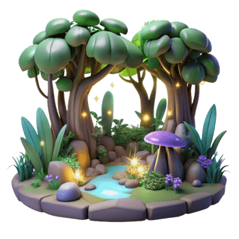 serene contemporary An Enchanted Forest Filled with Glowing F exclusive png