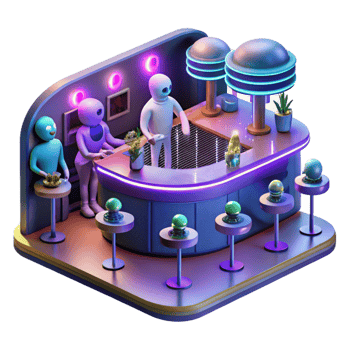 stunning contemporary A Futuristic Bar Filled with Aliens And high resolution png