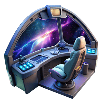 vibrant abstract A Futuristic Spaceship Cockpit with a View high resolution png