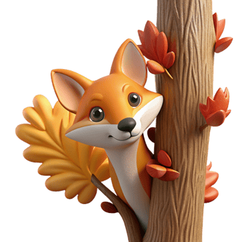 vibrant artistic A Sly Fox Peering out from Behind a Tree high resolution png
