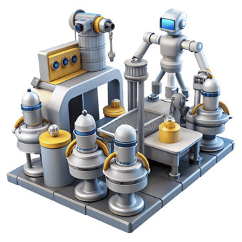 dramatic artistic A Group of Robots Working in a Futuristi genuine png