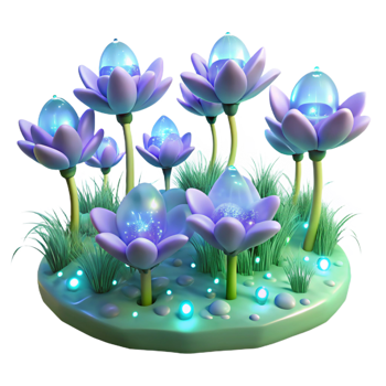impressive classic Bioluminescent Flowers at Night professional png
