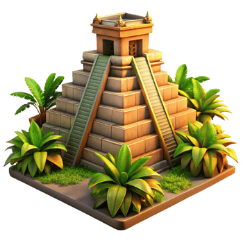 extraordinary vintage Jungle-covered Mayan Pyramid png