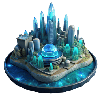 serene creative A Futuristic City Built on the Ocean Flo genuine png
