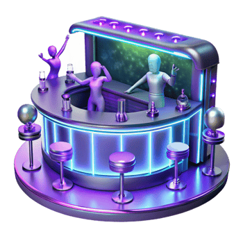 elegant creative A Futuristic Bar Filled with Holographic detailed png