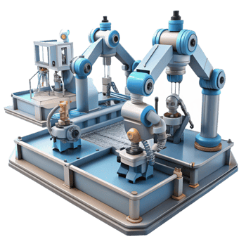 vibrant abstract A Group of Robots Working in a Futuristi 4K png