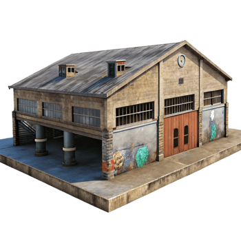 dramatic contemporary An Abandoned Industrial Warehouse Graffi authentic png
