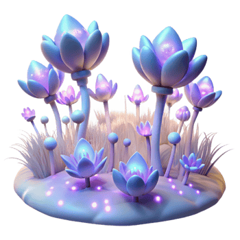 impressive creative A Field of Bioluminescent Flowers Glowin 4K png