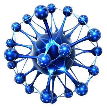 serene contemporary A Web of Interconnected Glowing Neurons high quality png