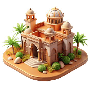 dramatic contemporary A Sprawling Desert Oasis with Lush Veget premium png