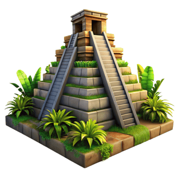beautiful rustic Jungle-covered Mayan Pyramid detailed png