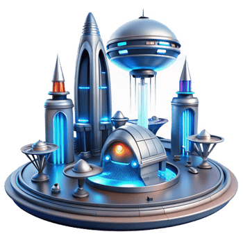 serene classic A Futuristic Spaceport Sleek Metallic St detailed png