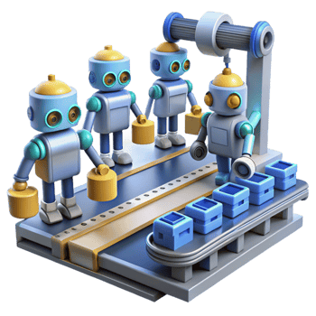 magnificent classic Robots Working on Assembly Line genuine png
