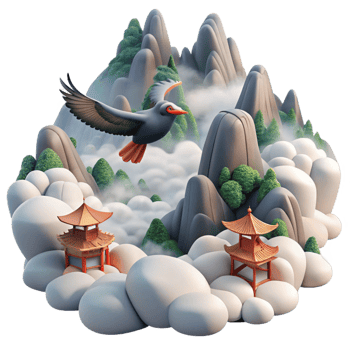 dramatic modern A Graceful Tengu Soaring Through the Mou high quality png