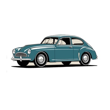 A blue car is shown in this illustration vector