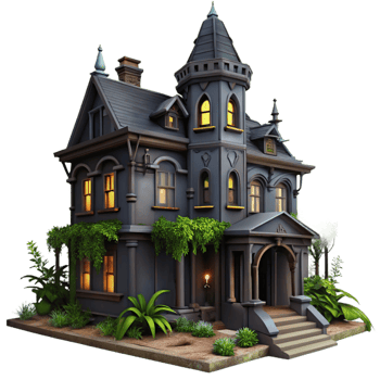 serene abstract A Dilapidated Victorian Mansion Overgrown high quality png