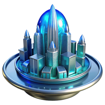 vibrant vintage A Towering Chrome Metropolis Built on Th high quality png