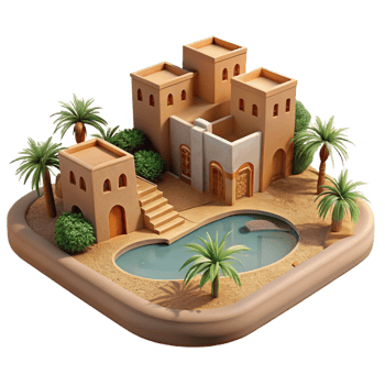 elegant contemporary A Desert Oasis with a Cluster of Mud Bri authentic png