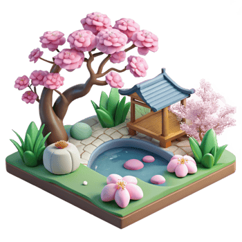serene creative A Serene Japanese Garden with a Koi Pond C genuine png