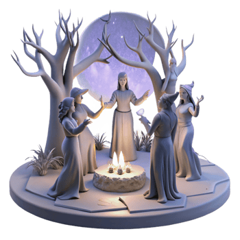 elegant minimalist A Group of Dryads Performing a Ritual In professional png