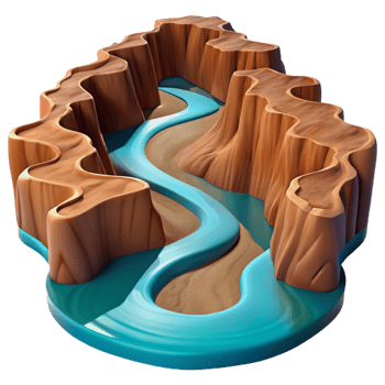 elegant vintage A Winding River Cutting Through a Canyon high quality png