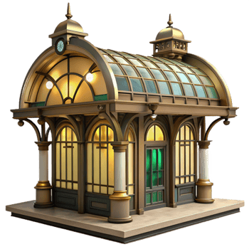 beautiful traditional An Art Nouveau Metro Station with Intrica detailed png