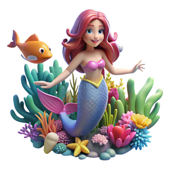 elegant rustic A Mermaid Swimming Through a Co 4K png