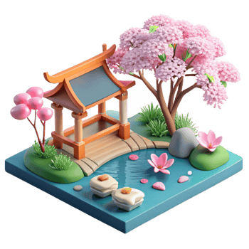 magnificent modern A Serene Japanese Garden with a Koi Pond C high quality png