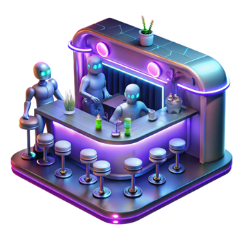 stunning minimalist A Futuristic Bar Filled with Alien Patron detailed png