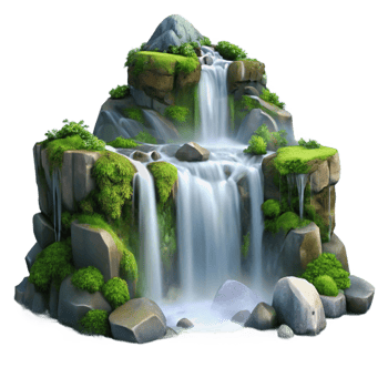 vibrant classic Waterfall Cascading over Mossy Rocks 4K png