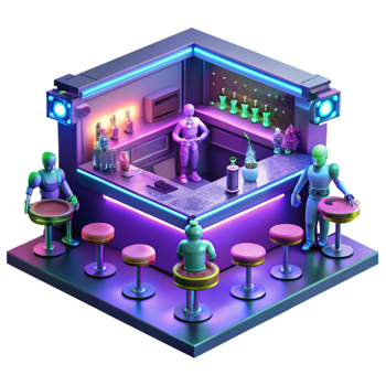 impressive rustic A Futuristic Bar Filled with Robots Alie png
