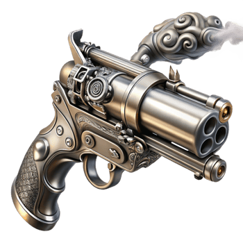 wonderful creative Steampunk Pistol Polished Brass and Gearwork high resolution png