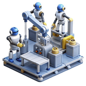 magnificent artistic A Group of Robots Working in a Futurist high quality png