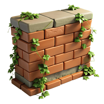 impressive creative A Crumbling Brick Wall Ivy Growing Throug png