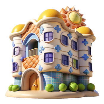 elegant traditional Gaudi-inspired Apartment Building Facade genuine png