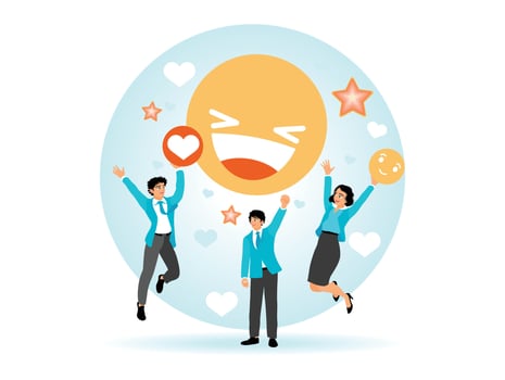 Employee Satisfaction, Workplace Happiness Celebrating or Success Team Motivation. vector