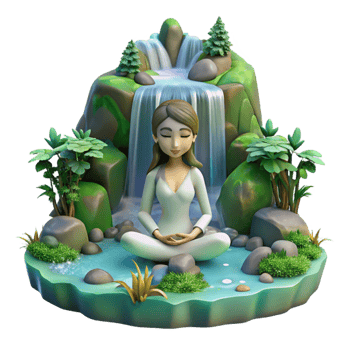vibrant creative A Serene Dryad Meditating Beneath a Water premium png