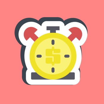 Sticker time is money. Economy and business elements. vector