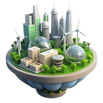 wonderful abstract Futuristic Eco City Self-sustaining Design premium png