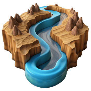 magnificent traditional A Winding River Carving Through a Canyon original png