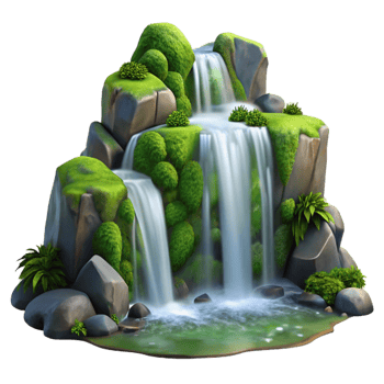 stunning modern A Serene Waterfall Cascading Down Mossy Roc exclusive png