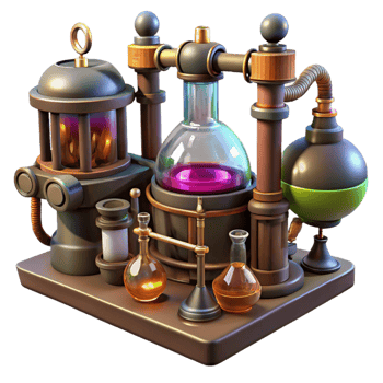 dramatic rustic A Steampunk Laboratory Filled with Stran high resolution png