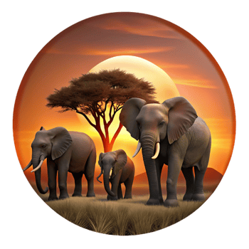 serene classic A Herd of Elephants Silhouetted Against A professional png