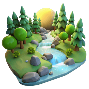 magnificent vintage A Babbling Brook Flowing Through a Forest exclusive png