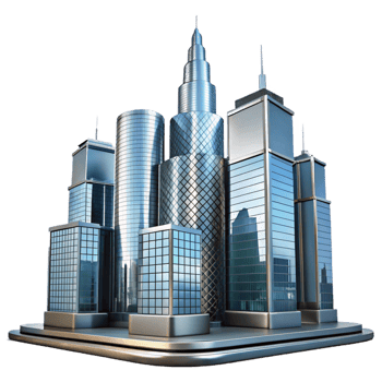 beautiful contemporary A Glass and Steel Skyscraper Reflecting Th premium png