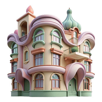 stunning modern Art Nouveau Apartment Building 4K png