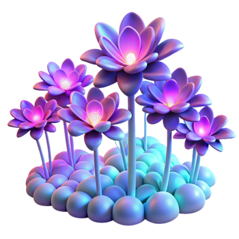 stunning contemporary A Field of Blooming Fractal Flowers Vib high quality png
