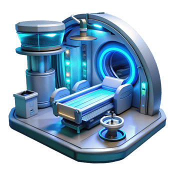 extraordinary vintage A Futuristic Medical Bay with Holographi high quality png